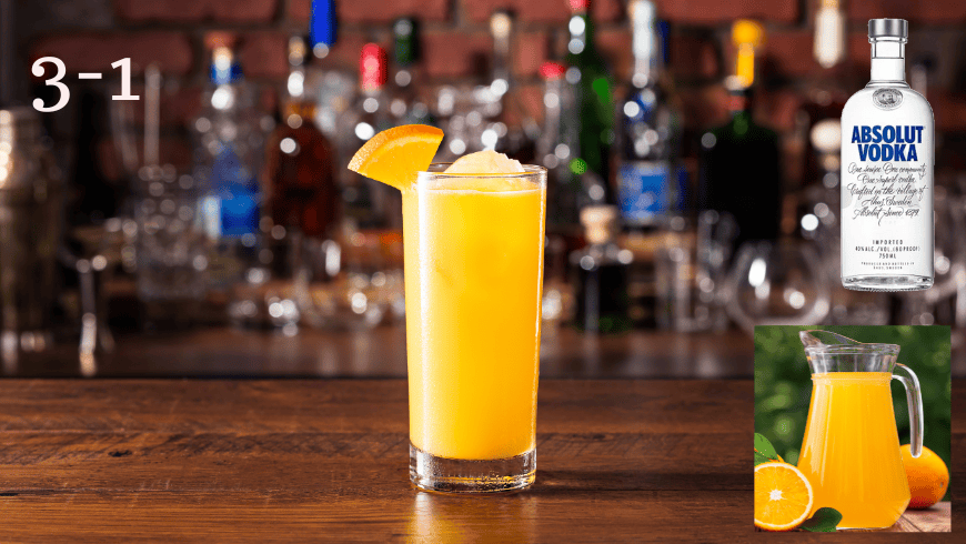 Screwdriver drink - bluer background - in the bar of a bar - brigzen